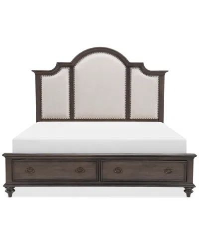 Macy's Mandeville Upholstered King Storage Bed In Brown