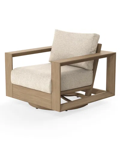 Macy's Mansfield 35" Olefin Outdoor Swivel Club Chair In Brown