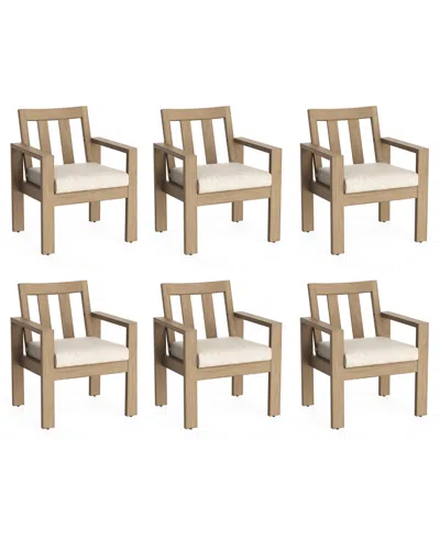 Macy's Mansfield 6-pc. Aluminum Outdoor Dining Chair Bundle Set, Created For  In Brown