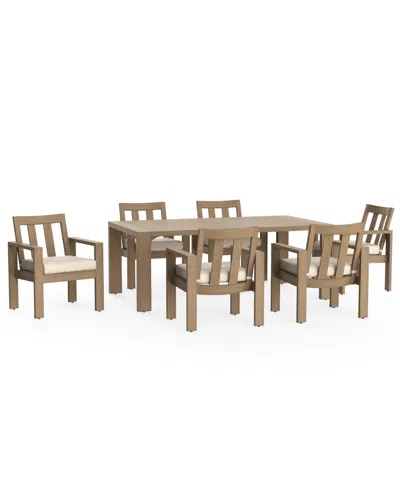 Macy's Mansfield 7-pc. Outdoor Dining Set (1 Dining Table + 6 Dining Chairs), Created For  In Brown