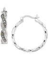 Macy's Marcasite (1/2 Ct. T.w.) & Crystal Small Hoop Earrings In Sterling Silver, 1" In Marcasite