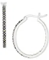 MACY'S MARCASITE (1/3 CT. T.W.) & CRYSTAL IN & OUT SMALL HOOP EARRINGS IN STERLING SILVER, 1"