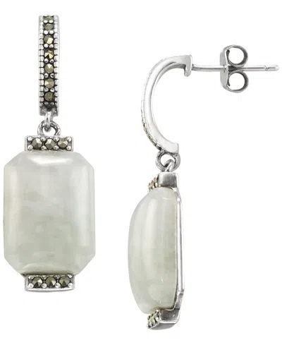 Macy's Marcasite (1/4 Ct. T.w.) And Jade (14 Ct. T.w.) Drop Earrings In Sterling Silver In Metallic