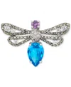 Macy's Marcasite (3/8 Ct. T.w.) & Cubic Zirconia Dragonfly Pin In Sterling Silver In Sterling Silver