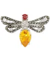 Macy's Marcasite (3/8 Ct. T.w.) & Cubic Zirconia Dragonfly Pin In Sterling Silver In Marcasite