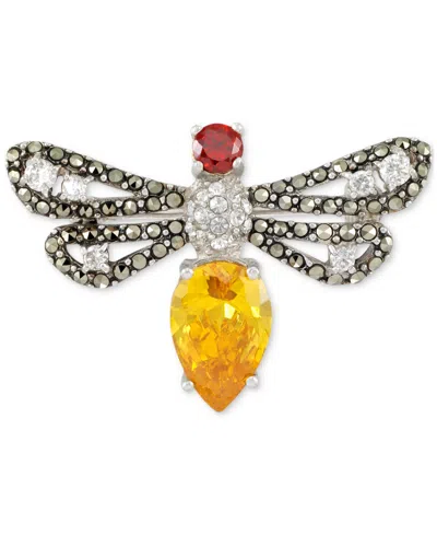 Macy's Marcasite (3/8 Ct. T.w.) & Cubic Zirconia Dragonfly Pin In Sterling Silver