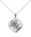 Macy's Marcasite & Blue Crystal Diamond Shape Pendant 18" Necklace In Sterling Silver In Marcasite