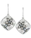 Macy's Marcasite & Crystal Flower Filigree Drop Earrings In Sterling Silver In Marcasite