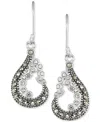 Macy's Marcasite & Crystal Pear-shape Drop Earrings In Sterling Silver In Marcasite