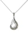 Macy's Marcasite & Crystal Swoop Design 18" Pendant Necklace In Sterling Silver In Marcasite