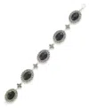 Macy's Marcasite And Faceted Onyx Oval 7.25" Link Bracelet In Sterling Silver In Onyx