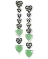 Macy's Marcasite & Jade Heart Linear Drop Earrings In Sterling Silver In Jade