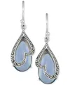 Macy's Marcasite & Purple Glass Stone Drop Earrings In Sterling Silver In Purple Glass