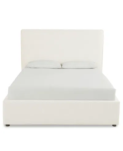 Macy's Marcel 77" Upholstered Flanged Seam Queen Bed In Neutral