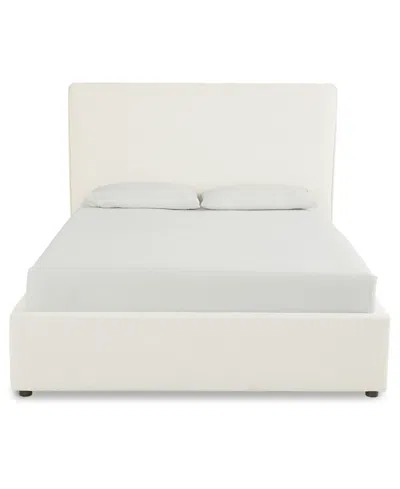 Macy's Marcel 82" Upholstered Flanged Seam California King Bed In Abigail Cotton