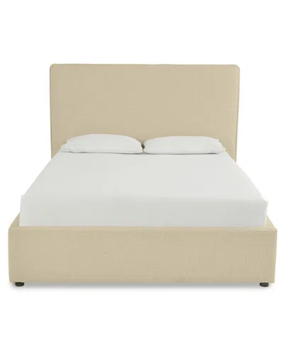 Macy's Marcel 82" Upholstered Flanged Seam California King Bed In Neutral
