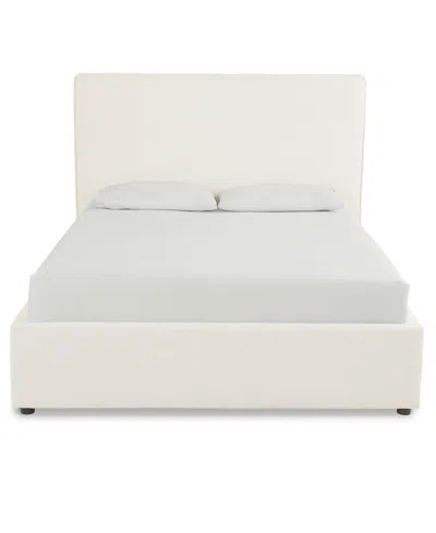 Macy's Marcel 86" Upholstered Flanged Seam King Bed In Neutral