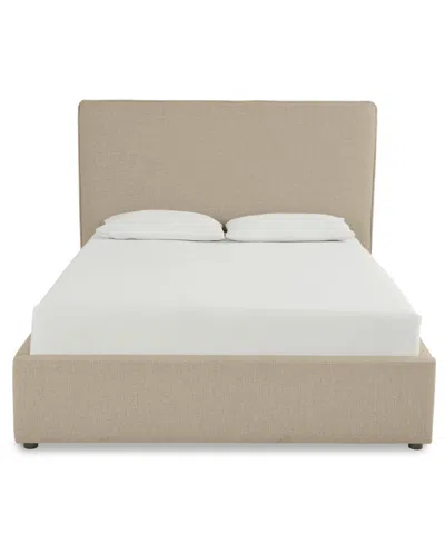 Macy's Marcel 86" Upholstered Flanged Seam King Bed In Neutral