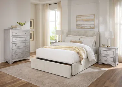 Macy's Margaux Queen Button-tufted Storage Bed, Dresser & Nightstand 3-pc. Bedroom Set, Created For  In Gray