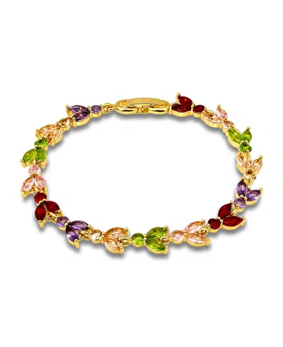 Macy's Marquise Cubic Zirconia Alternating In Red, Pink, Green, Champagne, And Purple Stones Bracelet In Gold