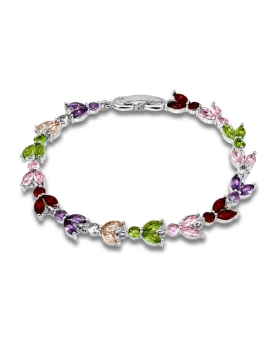 Macy's Marquise Cubic Zirconia Alternating In Red, Pink, Green, Champagne, And Purple Stones Bracelet In Multi