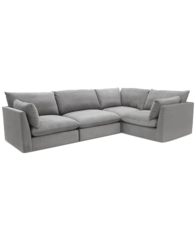 Macy's Marsten 126" 4-pc. Fabric Sectional Sofa, Created For  In Pearl