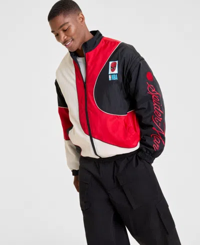 Macy's Marvel X Nba Men's Detachable Sleeve Colorblocked Spider-man Jacket, Macy's Exclusive In Red