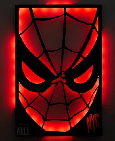 Macy's Marvel X Nba Mounted Color-changing Led Light Laser-cut Spider-man Wall Sign, Macy's Exclusive In Multi