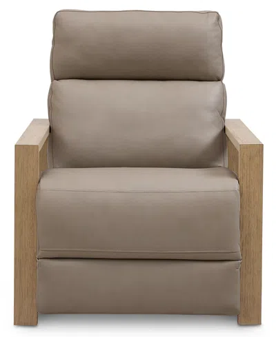 Macy's Maxyne 33" Leather 2 Power Motion Arm Recliner In Brown