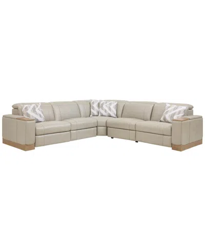 Macy's Maxyne 5-piece Power Motion L-shaped Sectional Sofa With 3 Recliners Set In Neutral