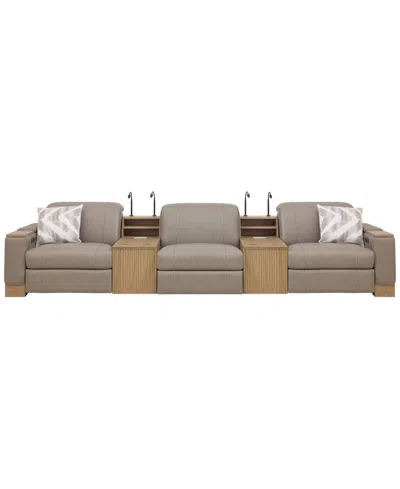 Macy's Maxyne 5-piece Power Reclining Sofa With 2 Consoles Set In Multi