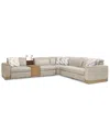 Macy's Maxyne 6-pc. Leather 3 Power L Sectional With Console In Multi