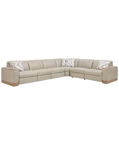 Macy's Maxyne 6-piece Power Motion L-shaped Sectional Sofa With 4 Recliners Set In Neutral