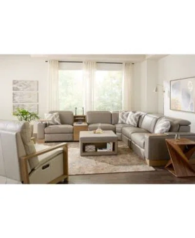 Macy's Maxyne Leather Sectional Collection In Brown