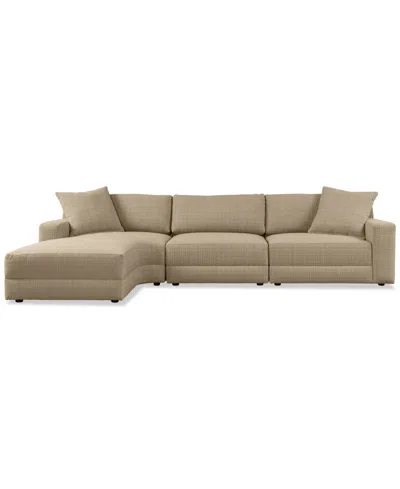 Macy's Mayela 3-pc. Fabric Chaise Sectional, Exclusively At  In Brown
