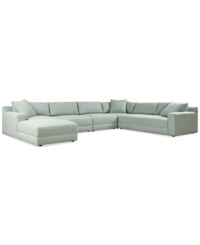 Macy's Mayela 5-pc. Fabric Chaise Sectional, Exclusively At  In Green