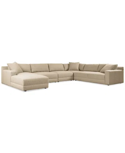 Macy's Mayela 5-pc. Fabric Chaise Sectional, Exclusively At  In White