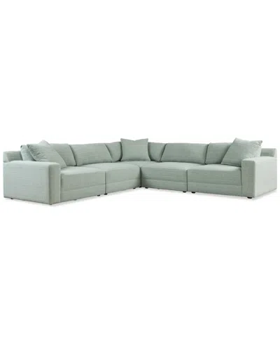 Macy's Mayela 5-pc. Fabric L Sectional, Exclusively At  In Blue