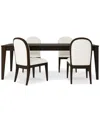 Macy's Mazen 5-pc. Dining Set (table & 4 Curved Side Chairs) In Dark Brown