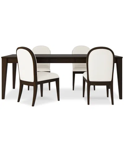 Macy's Mazen 5-pc. Dining Set (table & 4 Curved Side Chairs) In Dark Brown