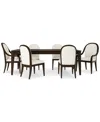 Macy's Mazen 7-pc. Dining Set (table, 4 Curved Side Chairs & 2 Arm Chairs) In Dark Brown