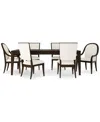 Macy's Mazen 7-pc. Dining Set (table, 4 Side Chairs & 2 Arm Chairs) In Dark Brown