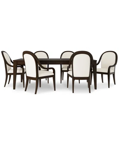 Macy's Mazen 7-pc. Dining Set (table & 6 Arm Chairs) In Dark Brown