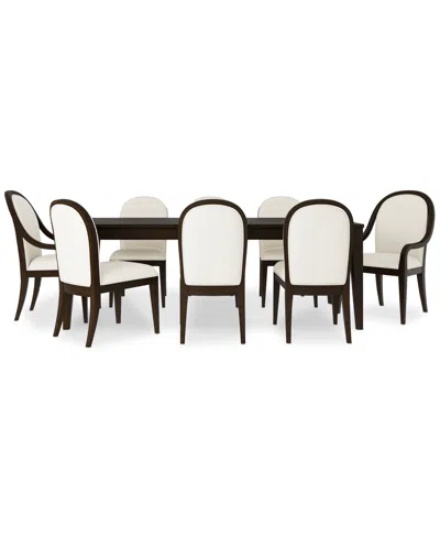 Macy's Mazen 9-pc. Dining Set (table, 6 Curved Side Chairs & 2 Arm Chairs) In Dark Brown