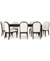 Macy's Mazen 9-pc. Dining Set (table & 8 Curved Side Chairs) In Dark Brown