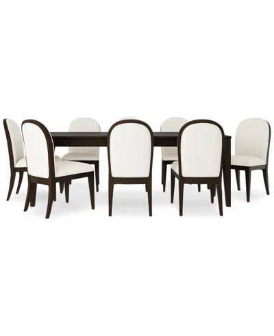 Macy's Mazen 9-pc. Dining Set (table & 8 Curved Side Chairs) In Dark Brown