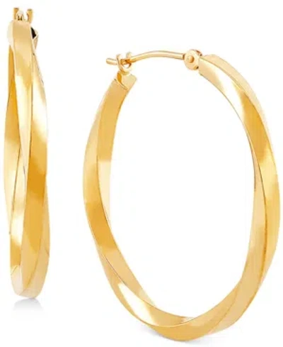 Macy's Medium Twist Hoop Earrings In 10k Gold In Yellow Gold