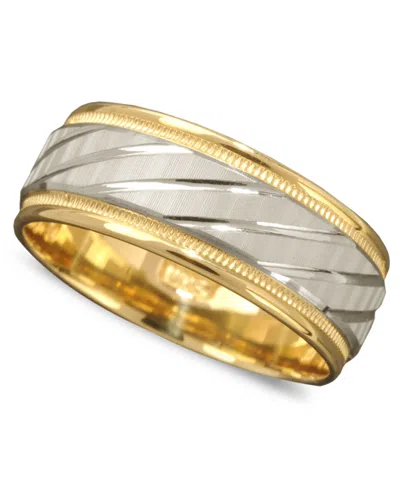Macy's Men's 14k Gold And 14k White Gold Ring, Spiral Dome Band