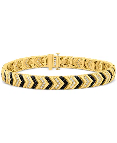 Macy's Men's Black & White Diamond Chevron Link Bracelet (3 Ct. T.w.) In 10k Gold