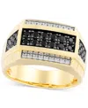 Macy's Men's Black & White Diamond Square Cluster Ring (1 Ct. T.w.) In 10k Gold In Gold